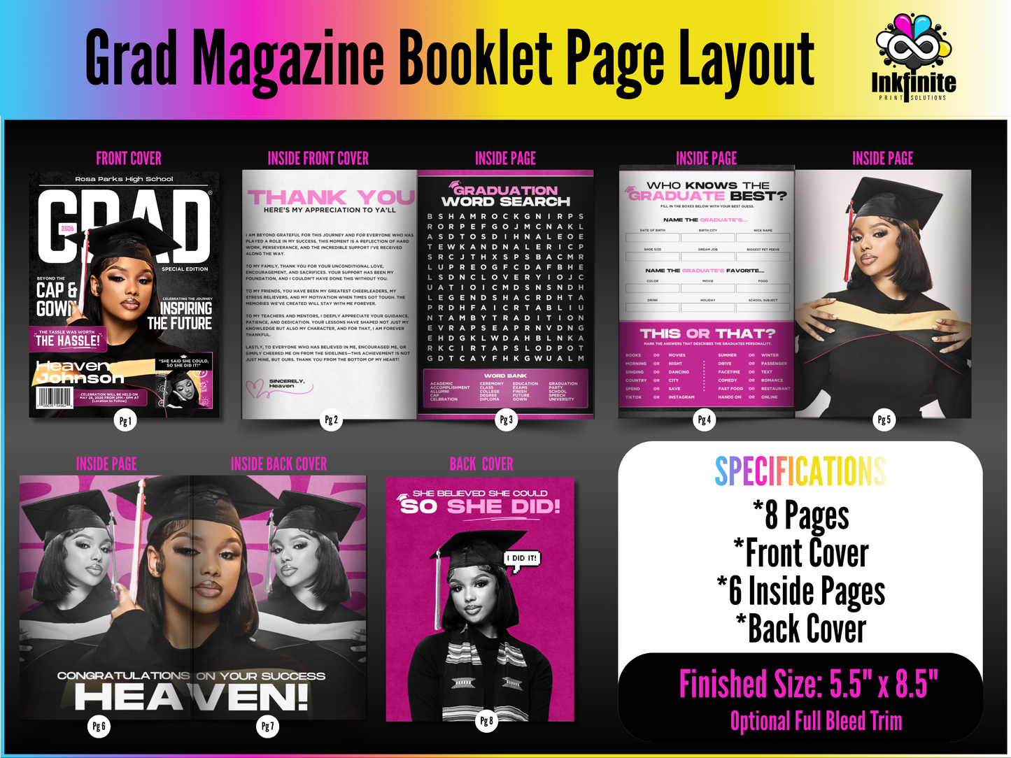 Pink Grad Magazine Graduation Pre Made Booklet Design