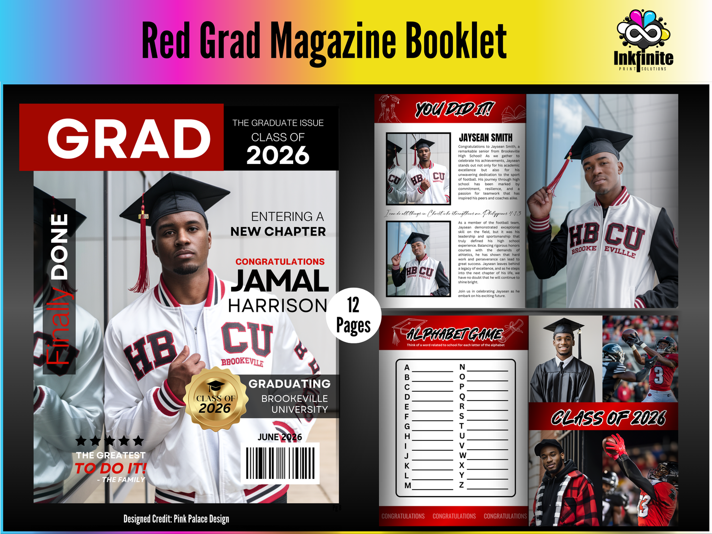 Red Grad Magazine Graduation Pre Made Booklet Design